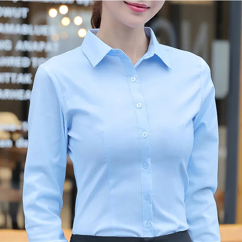 Women Shirts Blouses Women White Shirt Long Sleeve Blouse Female Tops OL Basic Shirt Blouses 2025 Fashion Elegant Woman Clothing