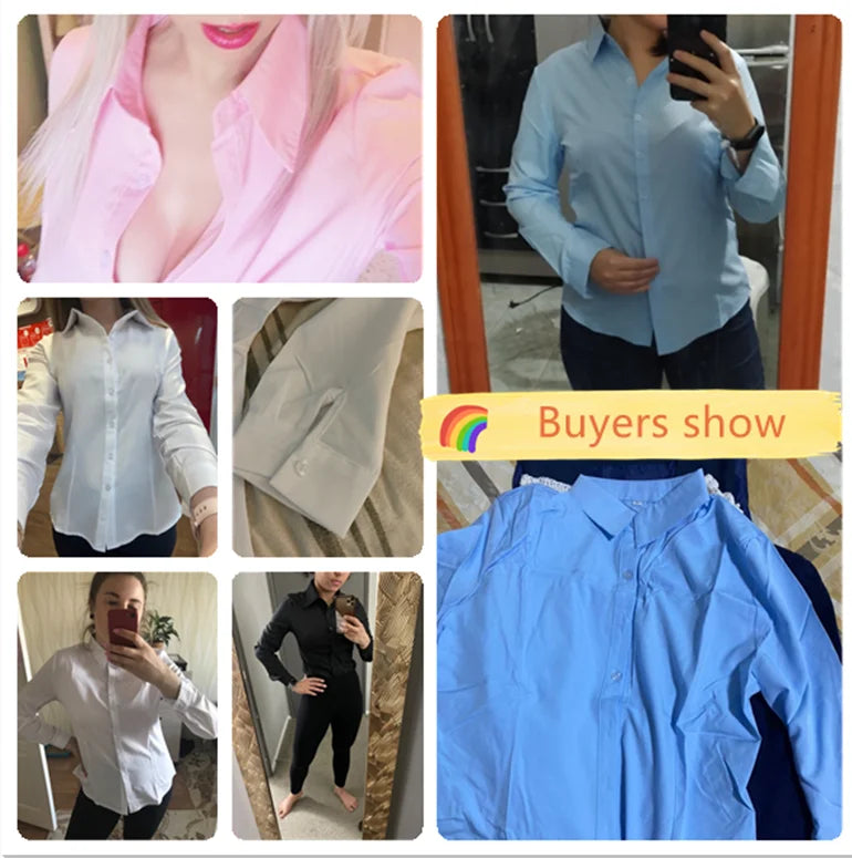 Women Shirts Blouses Women White Shirt Long Sleeve Blouse Female Tops OL Basic Shirt Blouses 2025 Fashion Elegant Woman Clothing