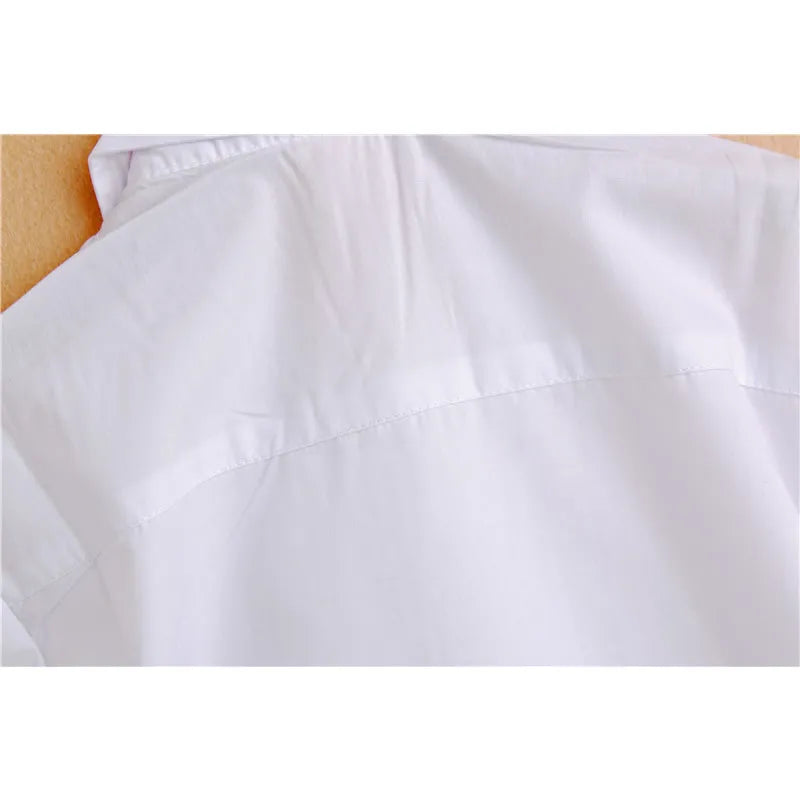 Plain White Baby Boys Shirts Children Clothes Classic Top Kids Tee Cotton Girl Jumper Solid Student Uniform