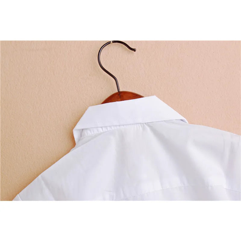 Plain White Baby Boys Shirts Children Clothes Classic Top Kids Tee Cotton Girl Jumper Solid Student Uniform