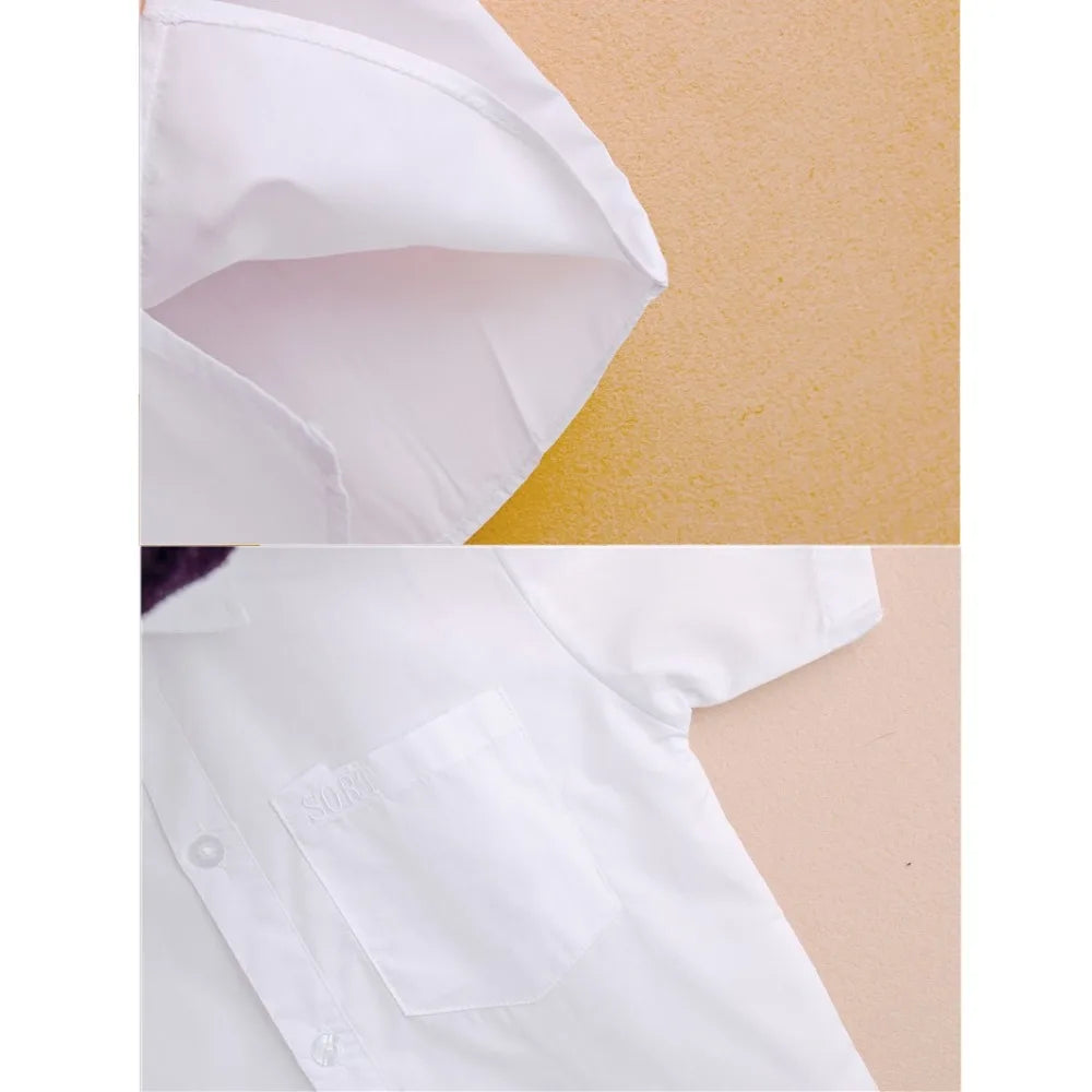 Plain White Baby Boys Shirts Children Clothes Classic Top Kids Tee Cotton Girl Jumper Solid Student Uniform