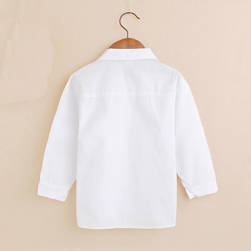 Plain White Baby Boys Shirts Children Clothes Classic Top Kids Tee Cotton Girl Jumper Solid Student Uniform