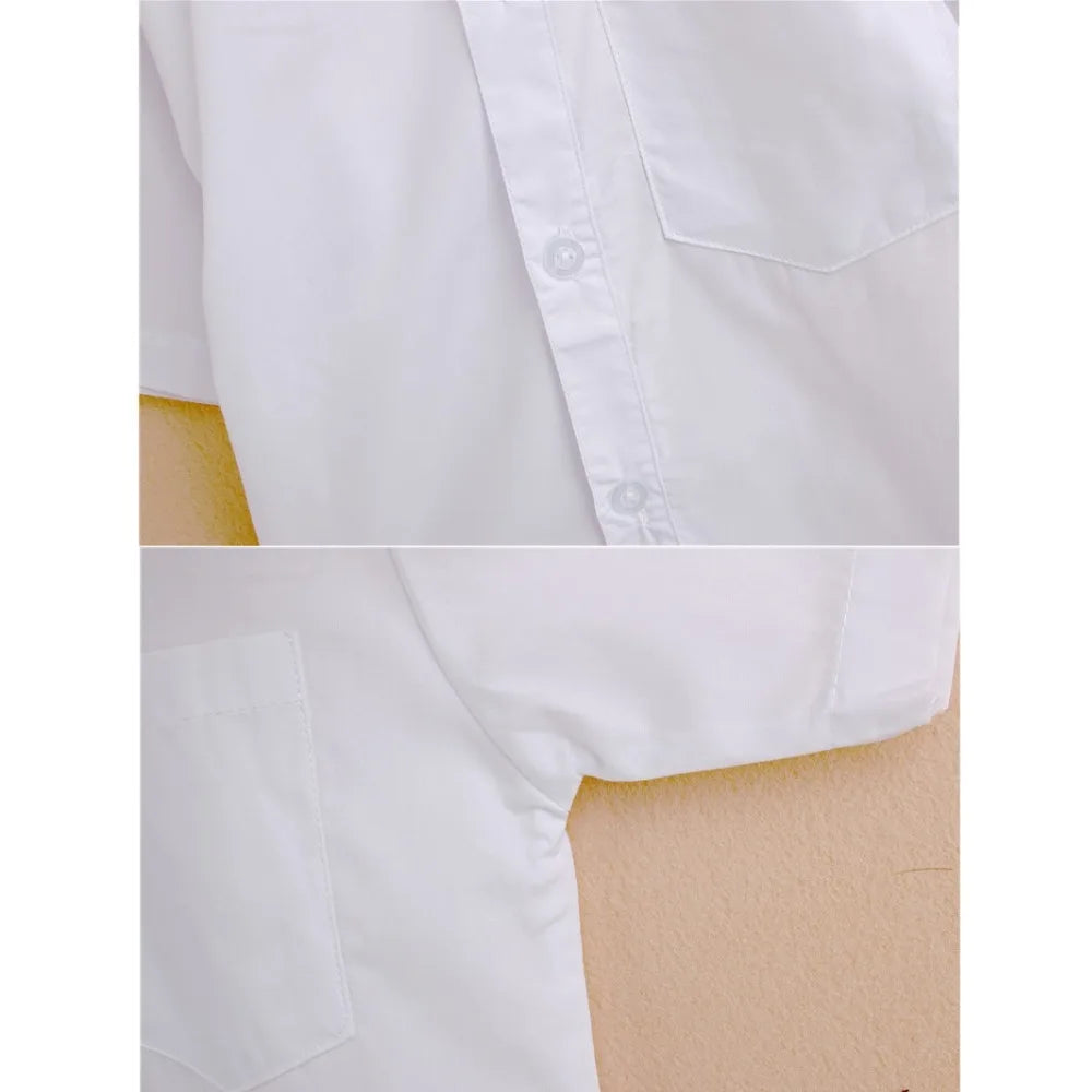Plain White Baby Boys Shirts Children Clothes Classic Top Kids Tee Cotton Girl Jumper Solid Student Uniform