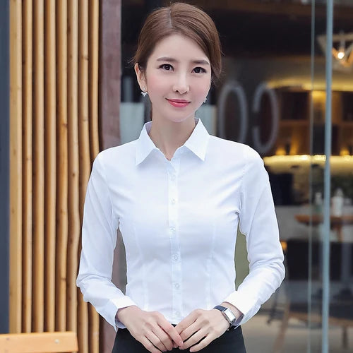 Women Shirts Blouses Women White Shirt Long Sleeve Blouse Female Tops OL Basic Shirt Blouses 2025 Fashion Elegant Woman Clothing