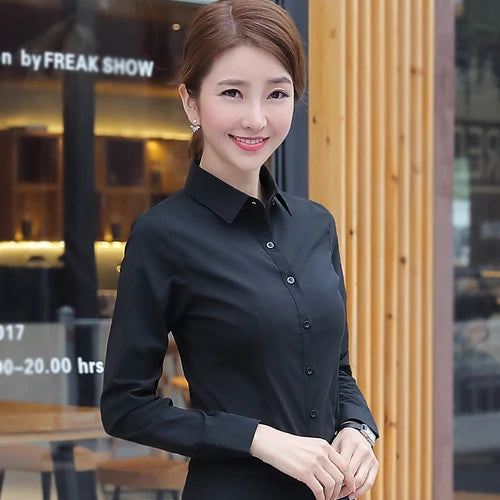 Women Shirts Blouses Women White Shirt Long Sleeve Blouse Female Tops OL Basic Shirt Blouses 2025 Fashion Elegant Woman Clothing