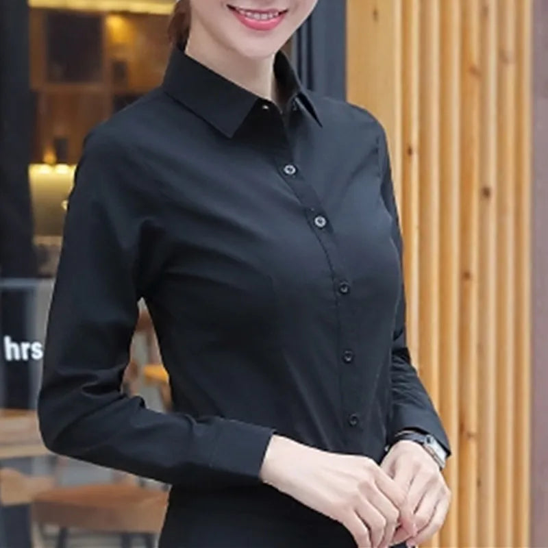 Women Shirts Blouses Women White Shirt Long Sleeve Blouse Female Tops OL Basic Shirt Blouses 2025 Fashion Elegant Woman Clothing