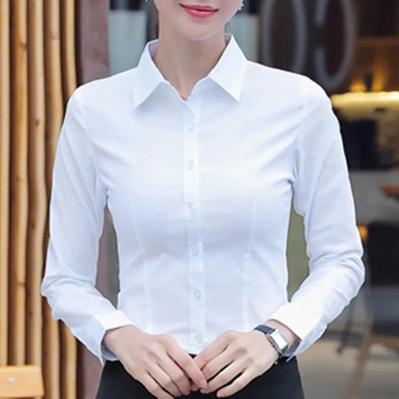 Women Shirts Blouses Women White Shirt Long Sleeve Blouse Female Tops OL Basic Shirt Blouses 2025 Fashion Elegant Woman Clothing