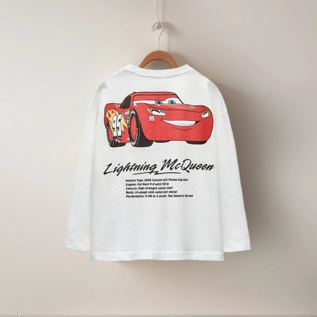 Kids Cartoon Print Tees Boys Fashion Long Sleeve Tshirt Casual Loose Round Neck Base Shirt Spring Autumn Wear All-match Tops