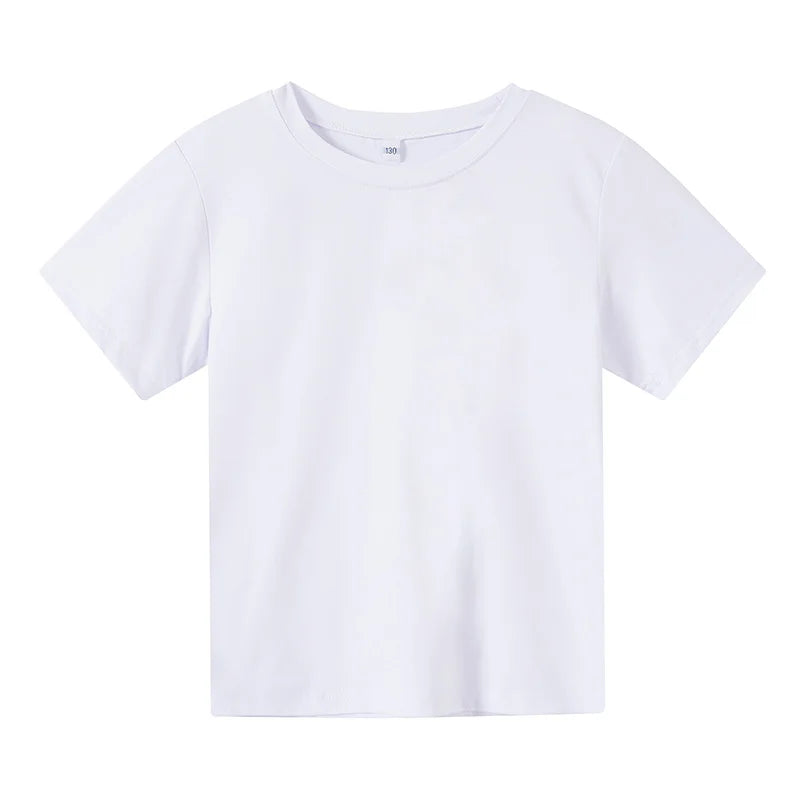 Hot Selling Solid Color T-Shirt Top Kids  2-12-Year-Old Kids Boys and Girls Casual Sports Outdoor T-Shirt Top Round Neck
