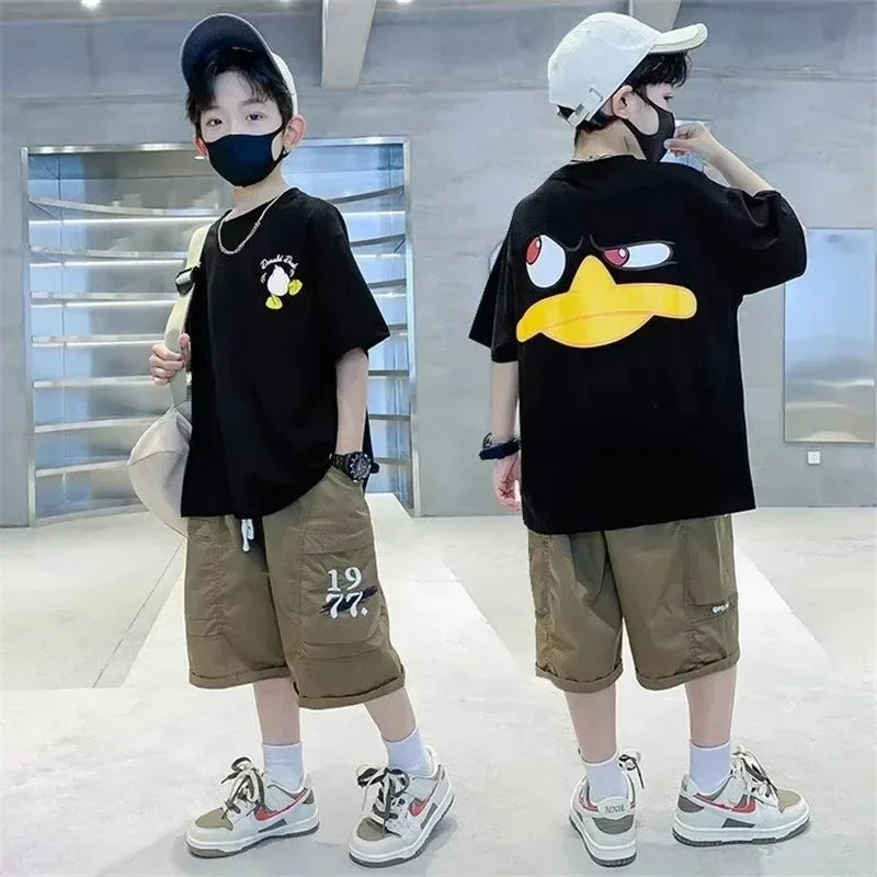 Summer Kids Clothes Streetwear Print Cartoon T Shirt Short Sleeve Baby Tops Tees Korean Boys Girls Clothes Y2k Cotton T Shirts