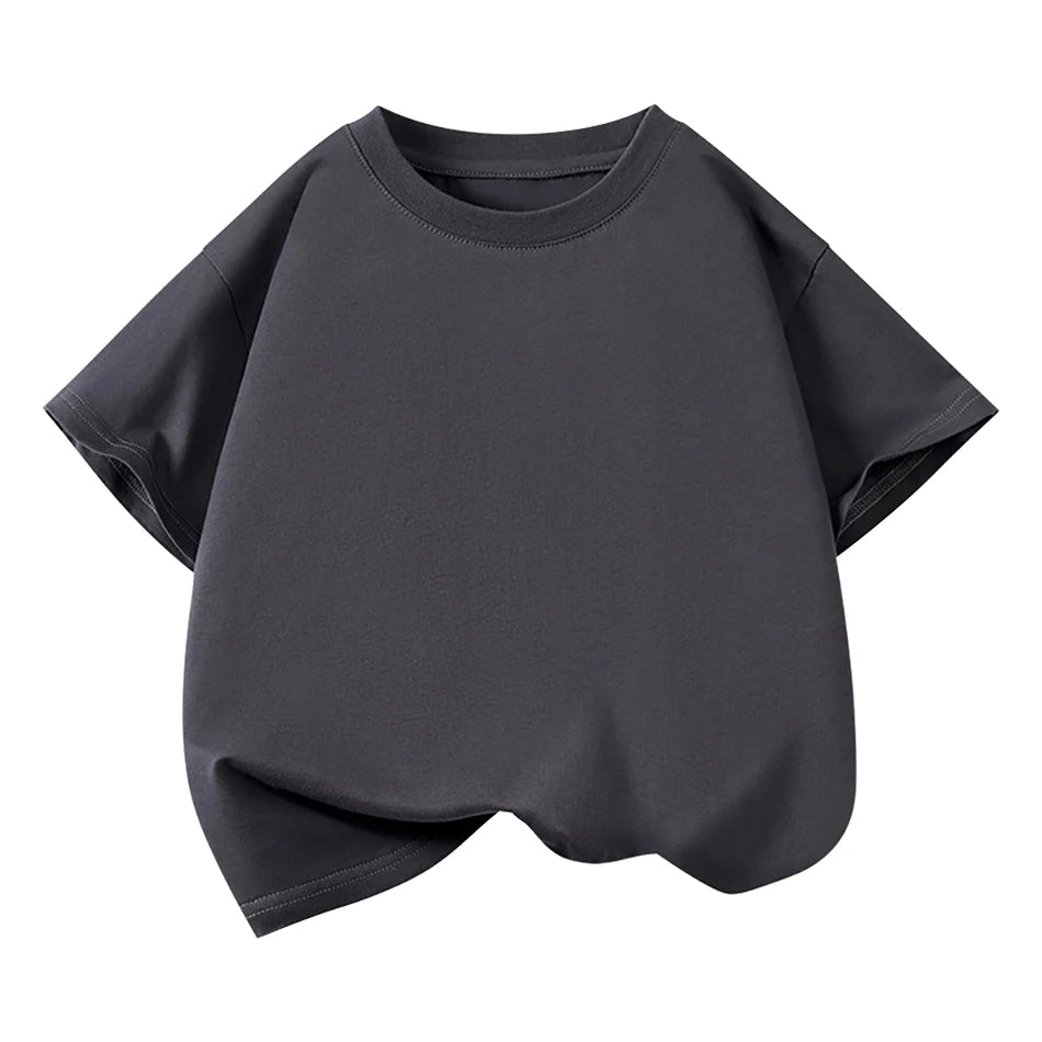 Kids Plain Color Short Sleeve T Shirt Summer Boys Girls Casual Tee Breathable Tops Children Casual School Clothing 2025 Fashion