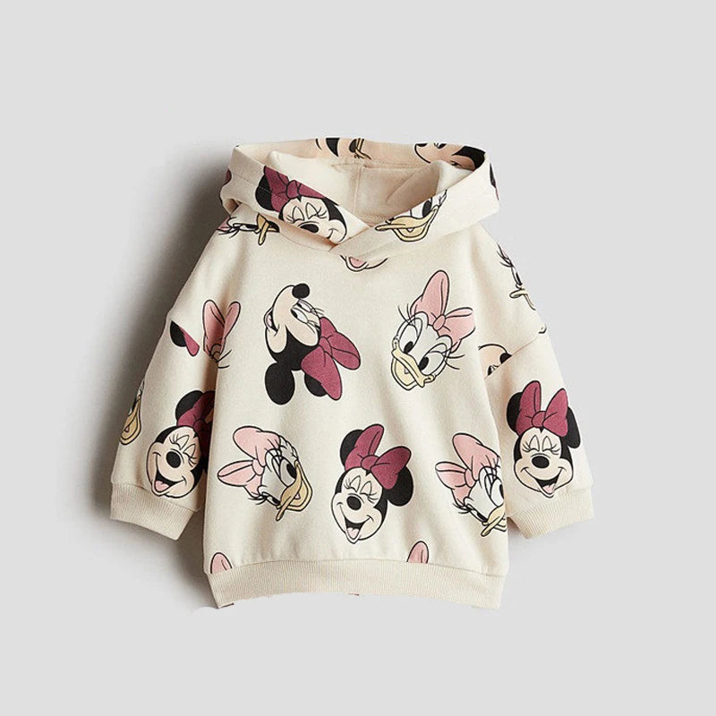 Full Print Hooded Tops Casual Long Sleeve Sweatshirts Boys And Girls Loose Caasual Clothes Autumn Child Wear Mickey Minnie Tops