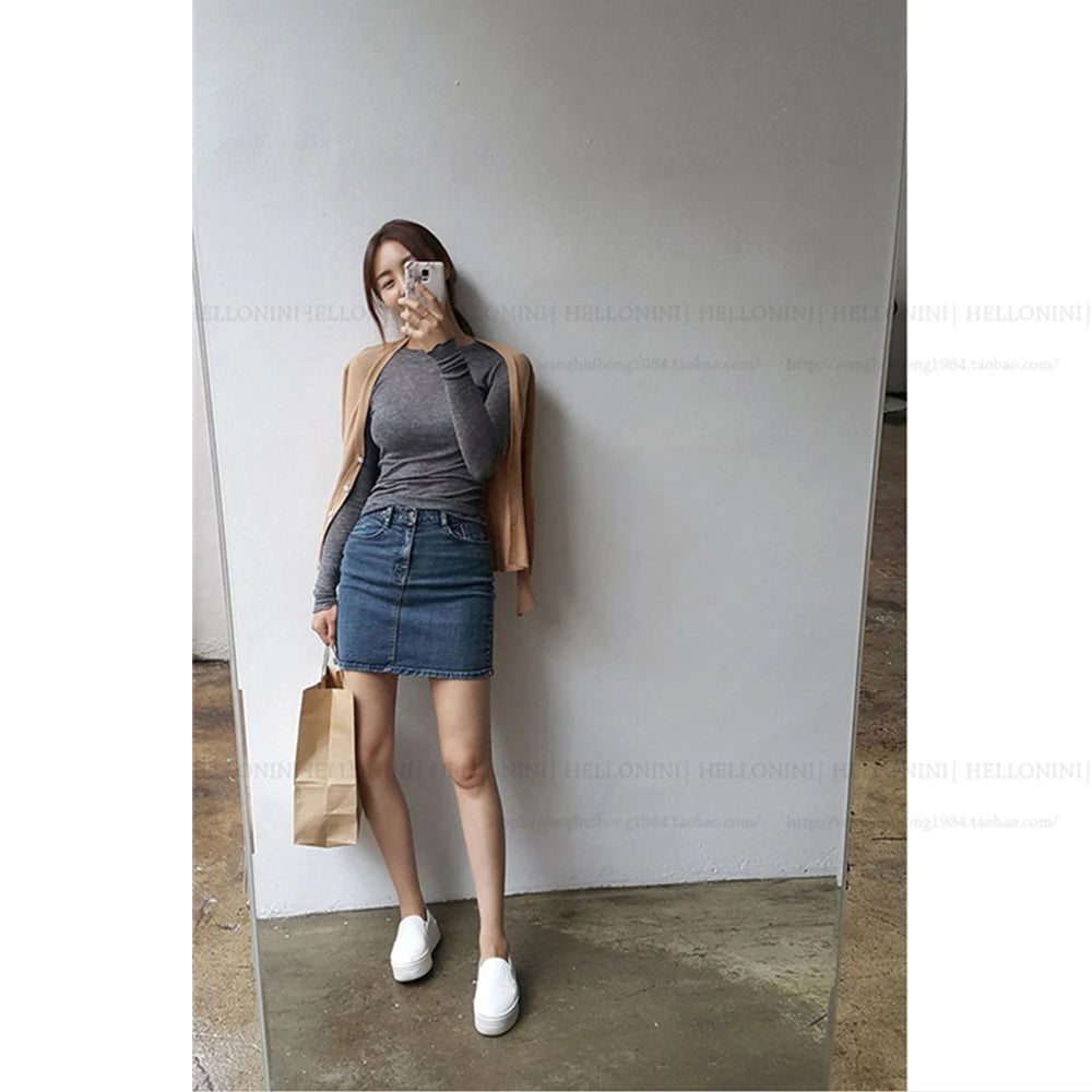 High Quality Plain T Shirt Women Cotton Elastic Basic T-shirts Female Casual Tops Long Sleeve Sexy Thin T-shirt see through