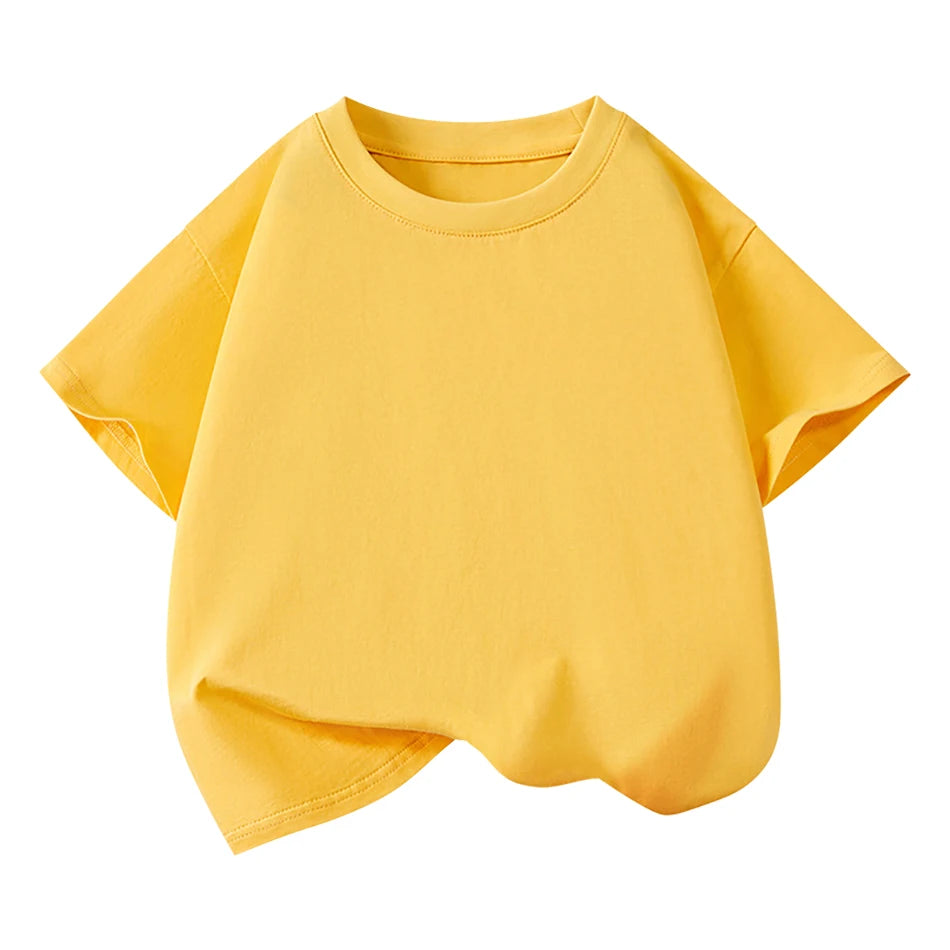 Kids Plain Color Short Sleeve T Shirt Summer Boys Girls Casual Tee Breathable Tops Children Casual School Clothing 2025 Fashion
