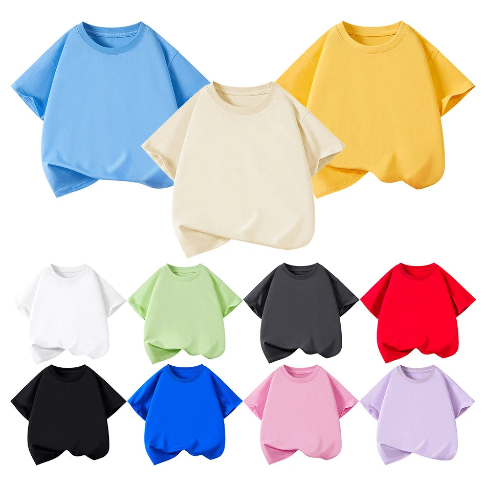 Kids Plain Color Short Sleeve T Shirt Summer Boys Girls Casual Tee Breathable Tops Children Casual School Clothing 2025 Fashion