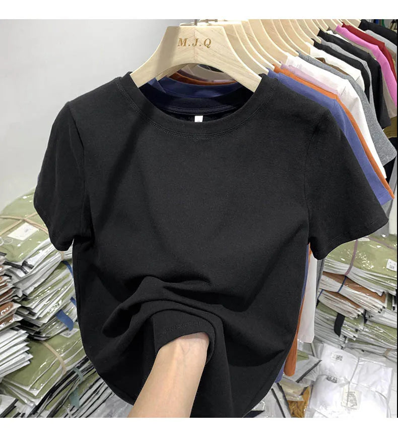Women T Shirt Girls T-Shirt Woman Clothes Tops Cotton Tshirt Female Short Sleeve Spring Tee Sexy Y2k Top White