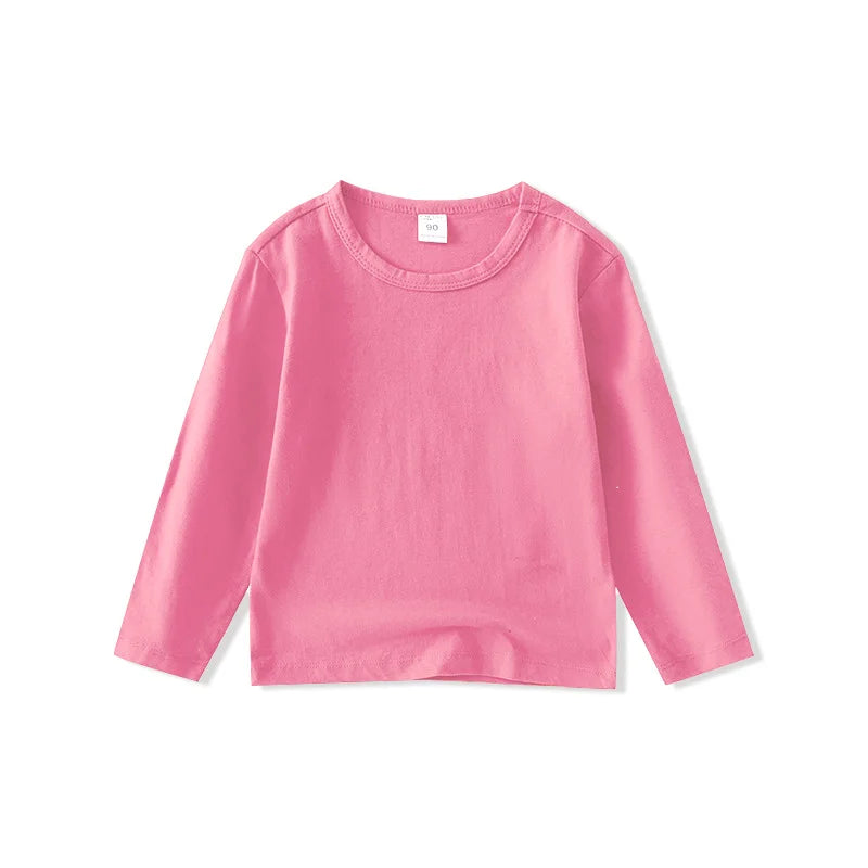 2025 Children T-shirt Boys Girls Tees Autumn Spring Cotton Long Sleeve White Shirt Kids Tops Baby Clothes