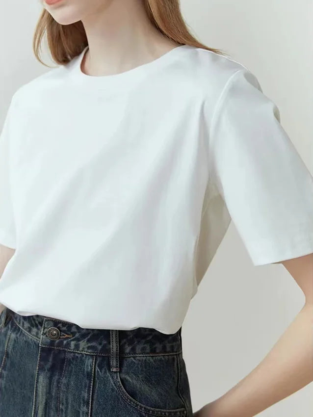 Women T Shirt Cotton 100% Summer Basic Tee Short Sleeve Tops Loose Tshirt 2024 Casual Female White Basic T Shirts For Girl Lady