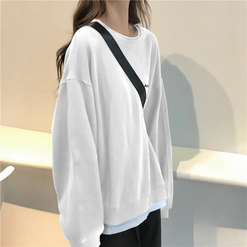 Women T shirts four seasons Woman clothing Y2k Top Sweatshirt 2023 korean Fashion Long Sleeves Tee Loose Couple Graphic T-shirt