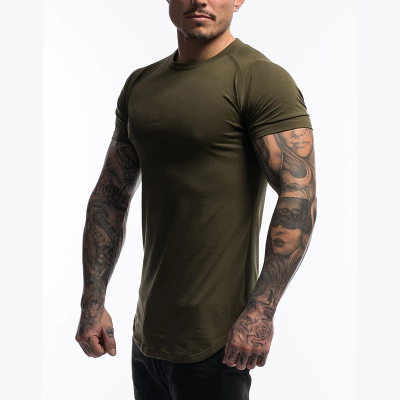 Plain Clothing Fashion T Shirt Men Cotton Breathable Fitness Mens Short Sleeve T-shirt Gym Tshirt Summer Tight Tee Shirt Homme