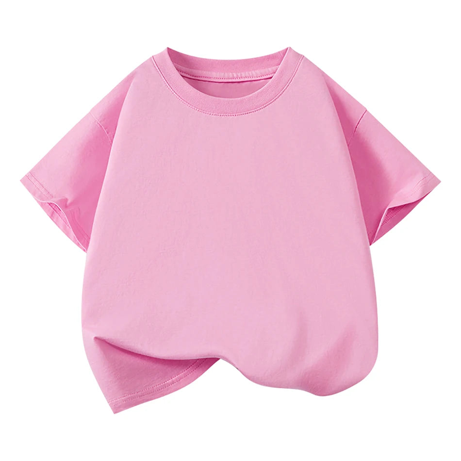 Kids Plain Color Short Sleeve T Shirt Summer Boys Girls Casual Tee Breathable Tops Children Casual School Clothing 2025 Fashion
