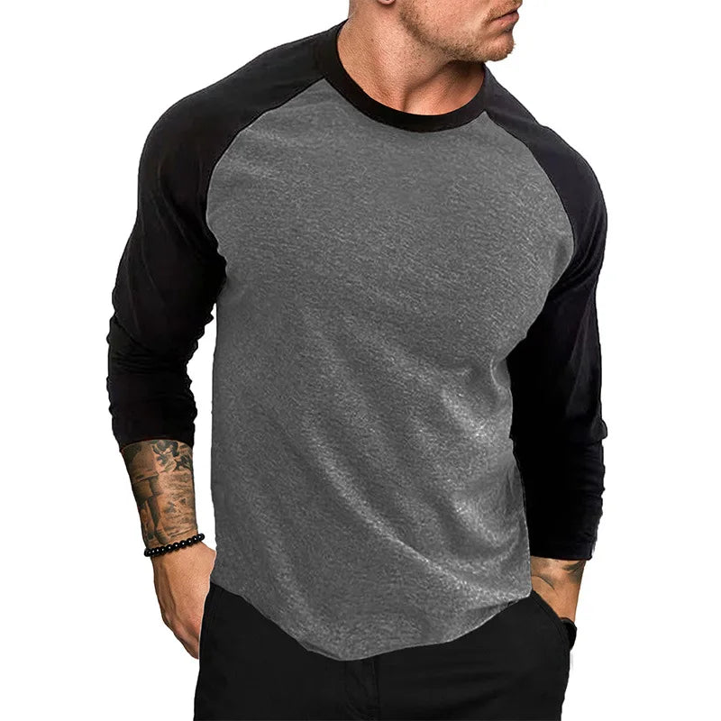 Men Sleeve Shirt Round Neck T-Shirt Three Quarter Sleeve Shirt Casual Fitness Training Cotton Breathable Plunger Sleeve Top