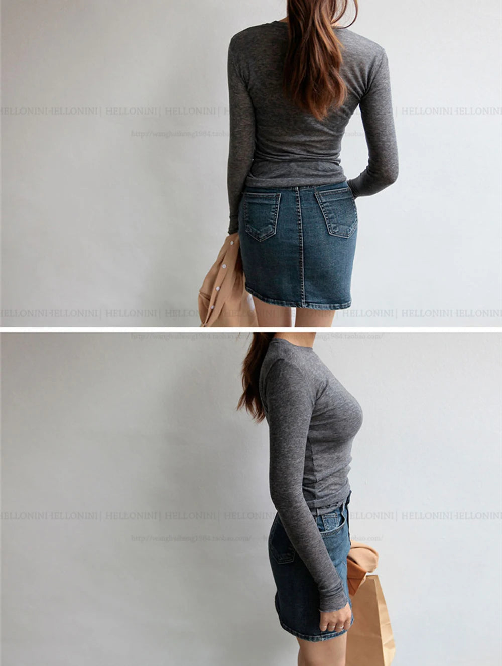 High Quality Plain T Shirt Women Cotton Elastic Basic T-shirts Female Casual Tops Long Sleeve Sexy Thin T-shirt see through