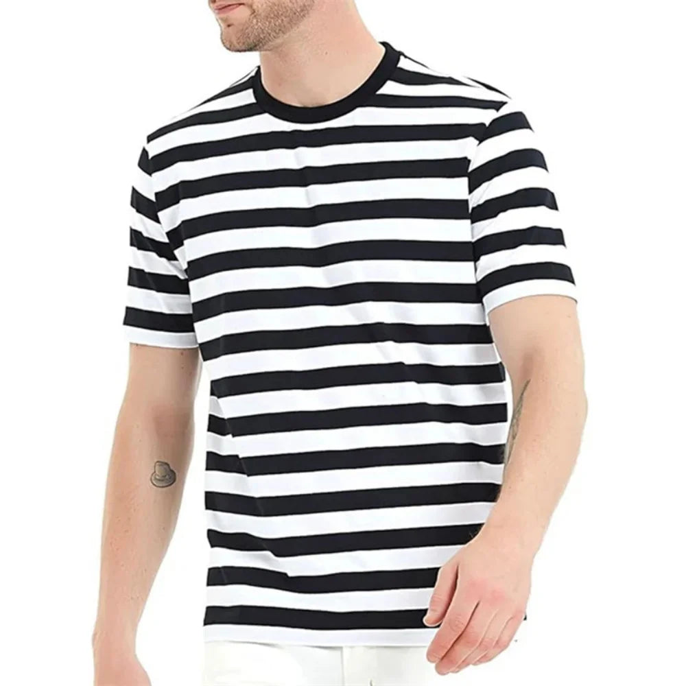 T Shirt for Man Simple Pinstripe Graphic Summer Casual 3D Printed Short Sleeve T-Shirts Fashion Streetwear Oversized Tees Tops