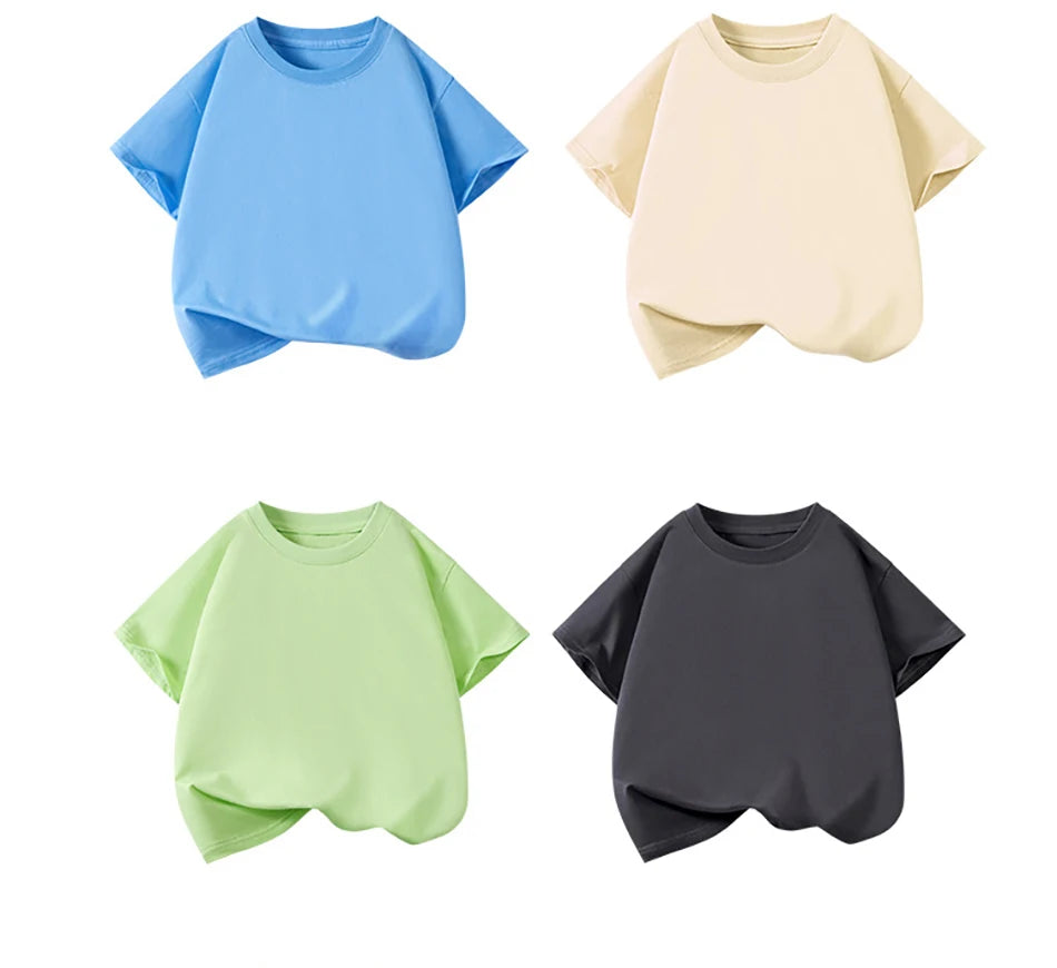 Kids Plain Color Short Sleeve T Shirt Summer Boys Girls Casual Tee Breathable Tops Children Casual School Clothing 2025 Fashion