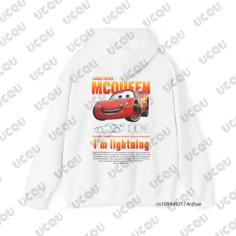 Lightning Mcqueen and Sally Print Couples Hoodies For Women Men 2026 The Cars Autumn Winter Long Sleeve Pullover Oversized Tops
