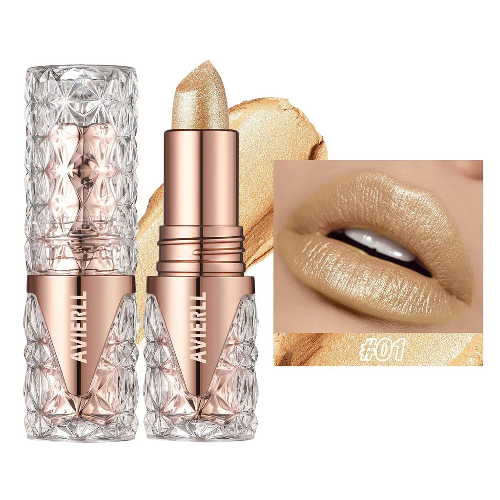 Quicksand Gold Lipstick Fine Glitter lipstick, Moisturizing Silky Mermaid Girl Pink, Long-Lasting Waterproof Grapefruit Orange