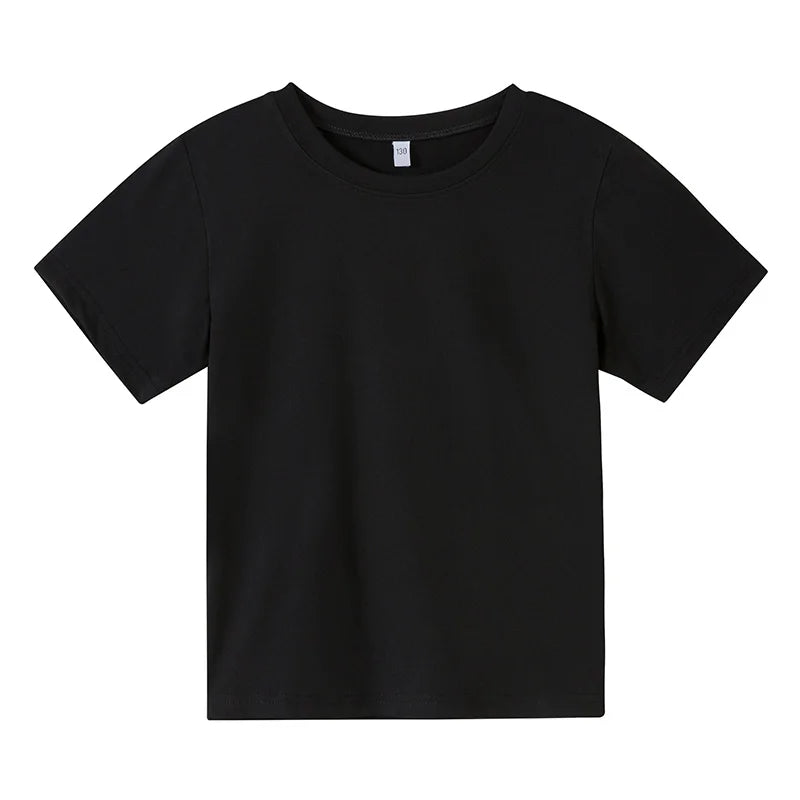 Hot Selling Solid Color T-Shirt Top Kids  2-12-Year-Old Kids Boys and Girls Casual Sports Outdoor T-Shirt Top Round Neck
