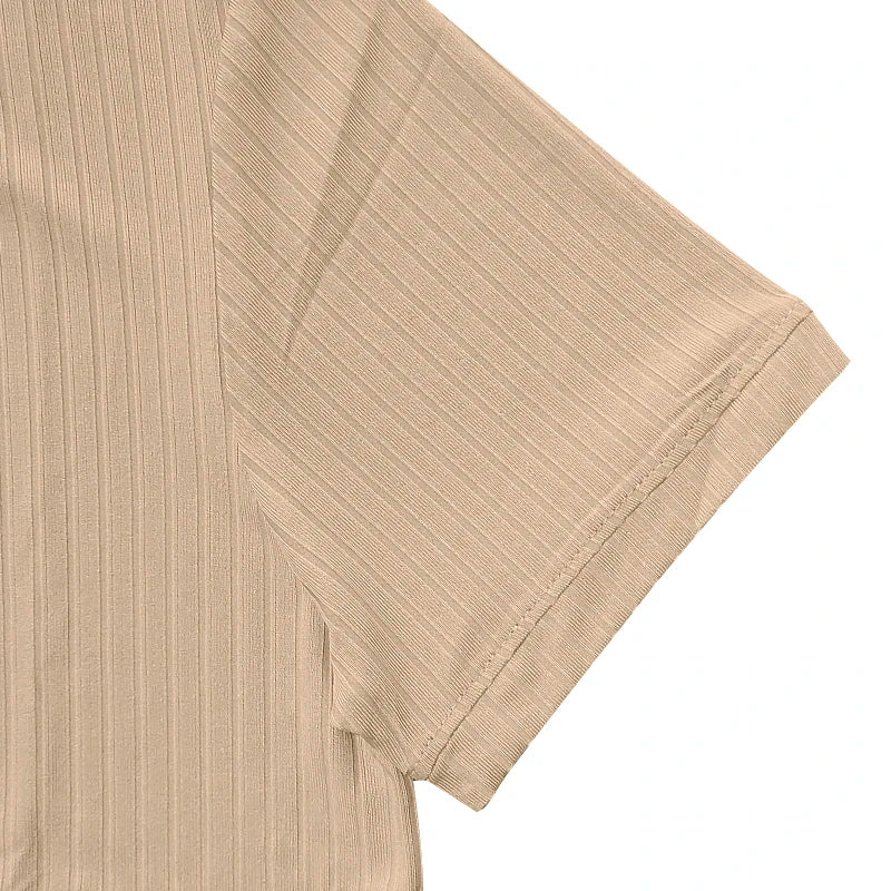 Mens Stylish Stripe Knit T-shirt -Fashionable Henley Neck, Short Sleeves, Soft & Breathable - Perfect Comfy Tops for Leisurewear