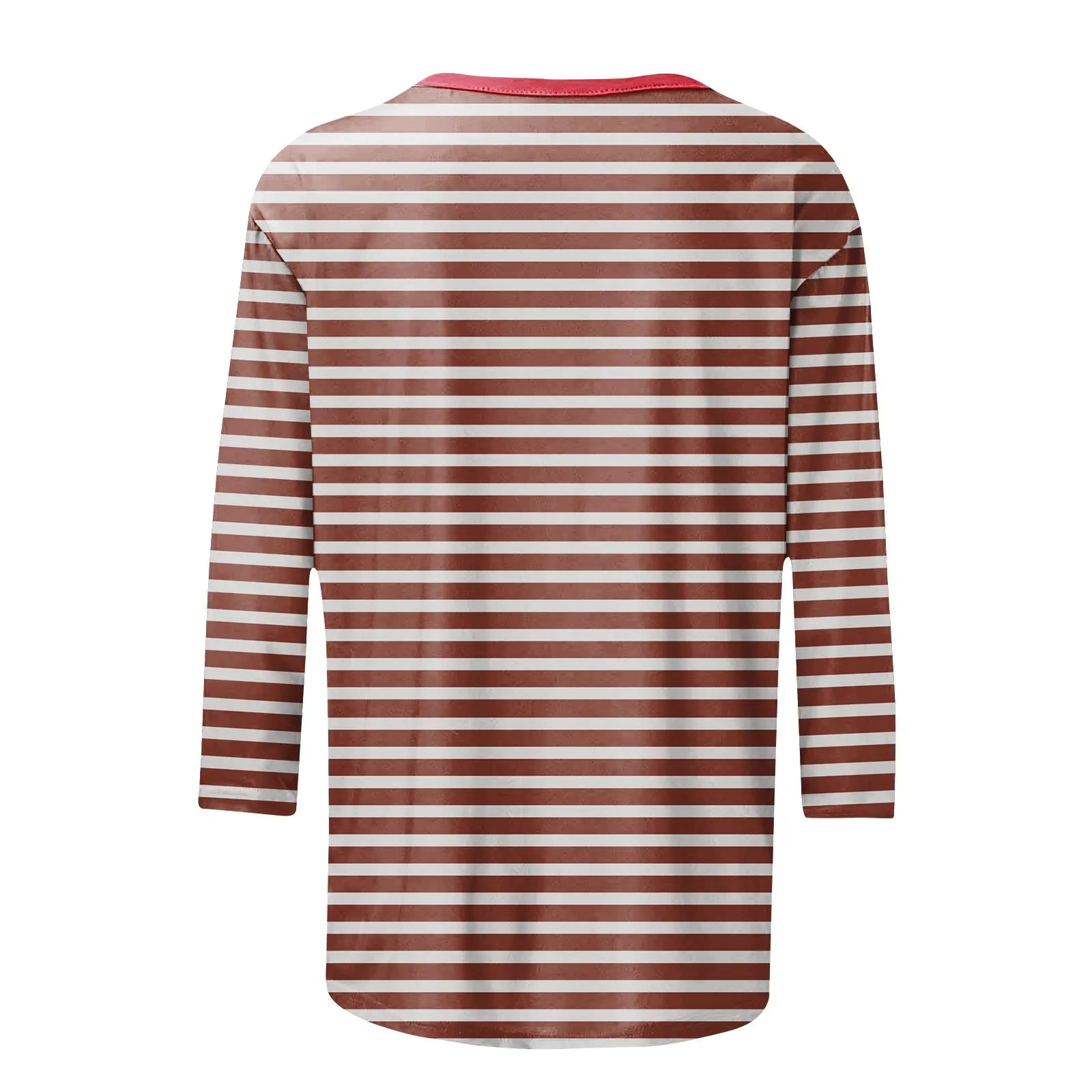 Women's Summer T-Shirts Fashion Casual Everyday Versatile O-Neck 3/4 Length Sleeve Tops Striped Print T-Shirt Tops Plus Size