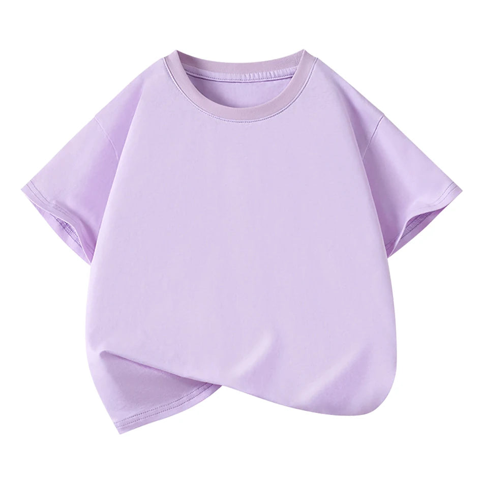 Kids Plain Color Short Sleeve T Shirt Summer Boys Girls Casual Tee Breathable Tops Children Casual School Clothing 2025 Fashion