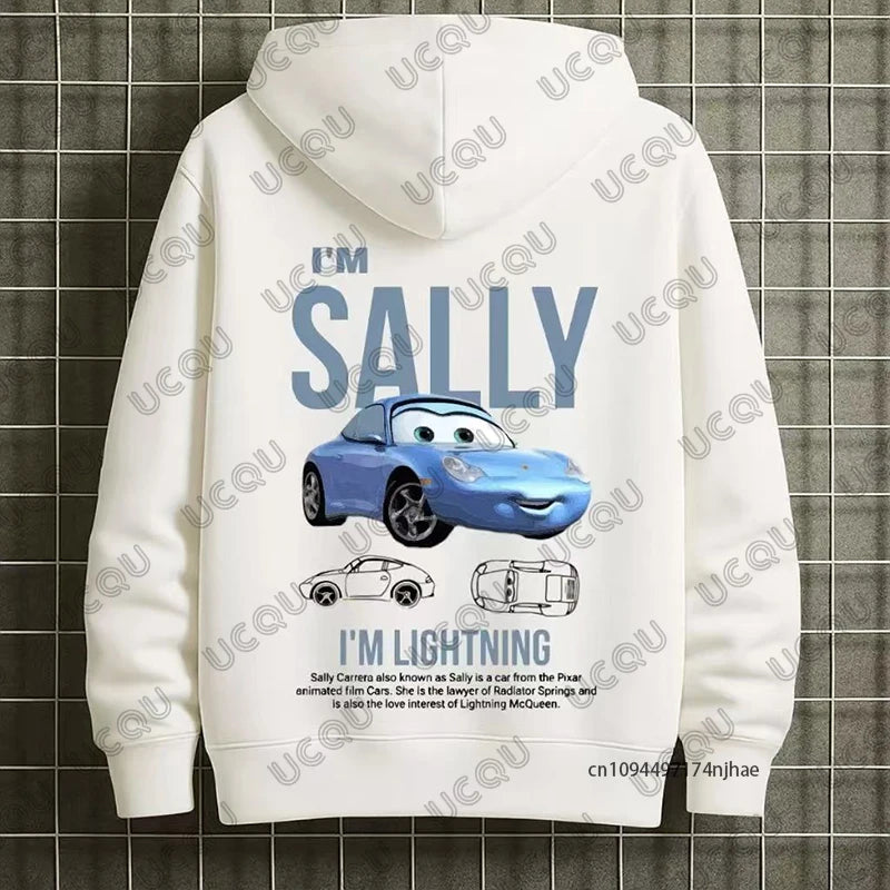 Lightning Mcqueen and Sally Print Couples Hoodies For Women Men 2026 The Cars Autumn Winter Long Sleeve Pullover Oversized Tops