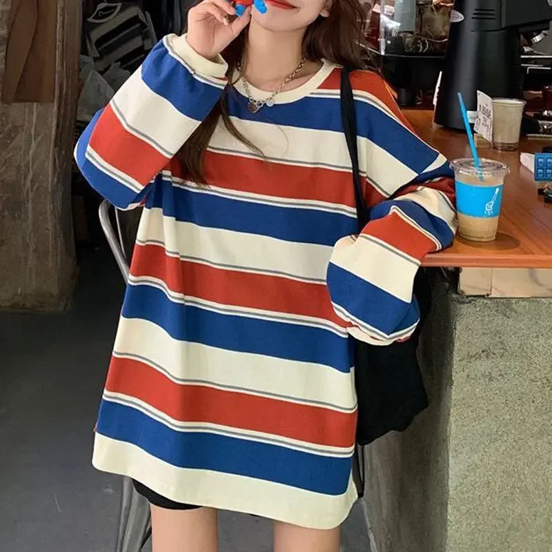 Women T shirts four seasons Woman clothing Y2k Top Sweatshirt 2023 korean Fashion Long Sleeves Tee Loose Couple Graphic T-shirt