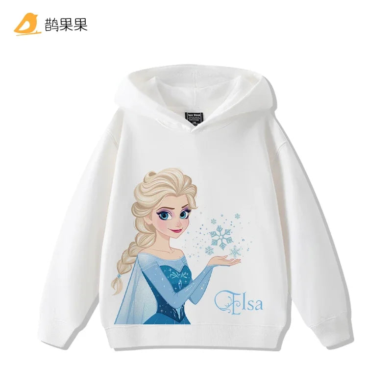 Queen Elsa Surrounding Girls Autumn and Winter Hooded Sweatshirt Children Girl Children's Tops Cute Long-sleeved Coat