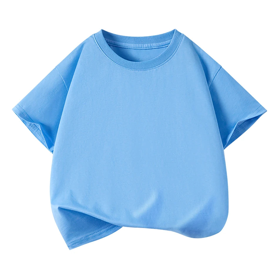 Kids Plain Color Short Sleeve T Shirt Summer Boys Girls Casual Tee Breathable Tops Children Casual School Clothing 2025 Fashion