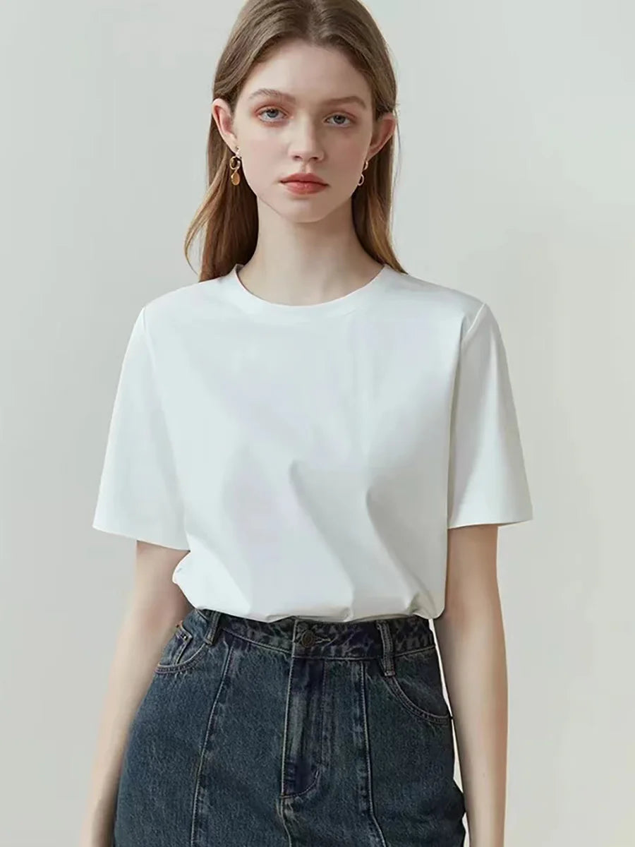 Women T Shirt Cotton 100% Summer Basic Tee Short Sleeve Tops Loose Tshirt 2024 Casual Female White Basic T Shirts For Girl Lady