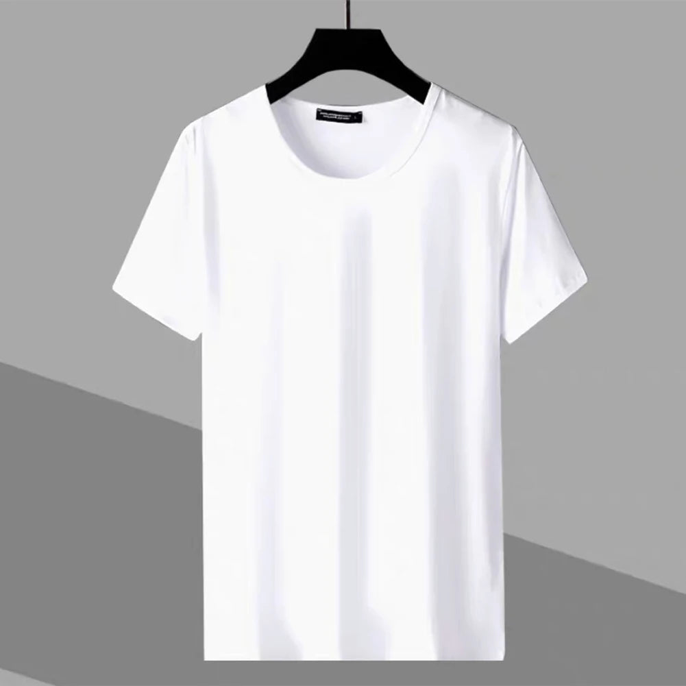 Hot Fashion T-shirts Mens Tee Breathable Comfort T Shirt Baselayer Unisex Basic Bottoming Round Neck Short Sleeve