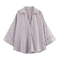 MUJER Women's Shirts Striped Oversize Shirts for Women Wide Sleeve Casual Shirts and Blouses Woman White Summer Loose Tops Woman