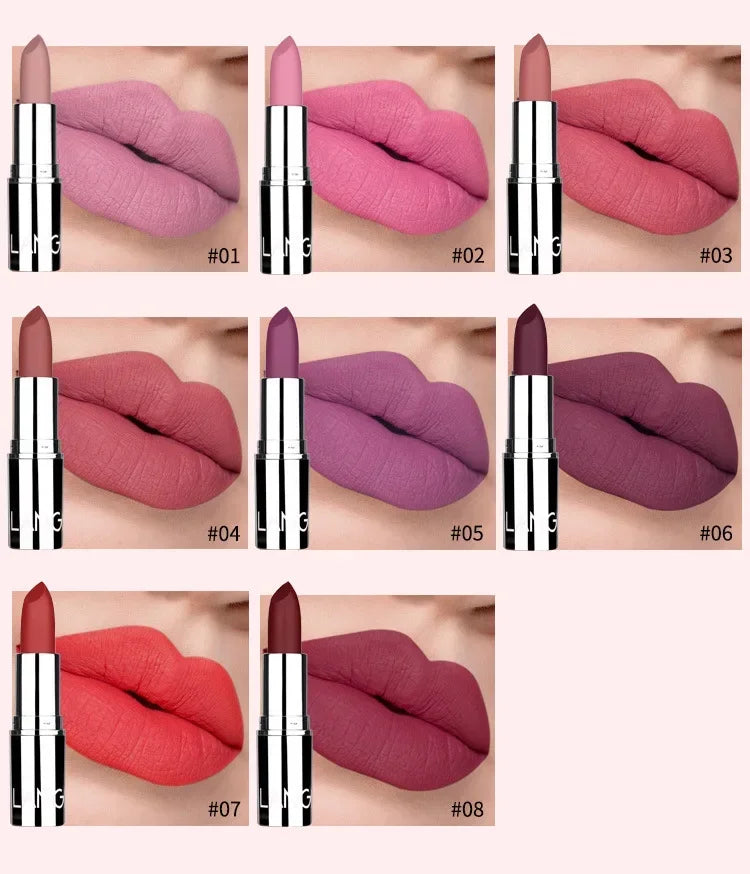 1PC Waterproof Nude Pink Lipstick Matte Lips Stick Long Lasting Non-stick Cup Lip Gloss Moisturizing Lipsticks Make-up Cosmetic
