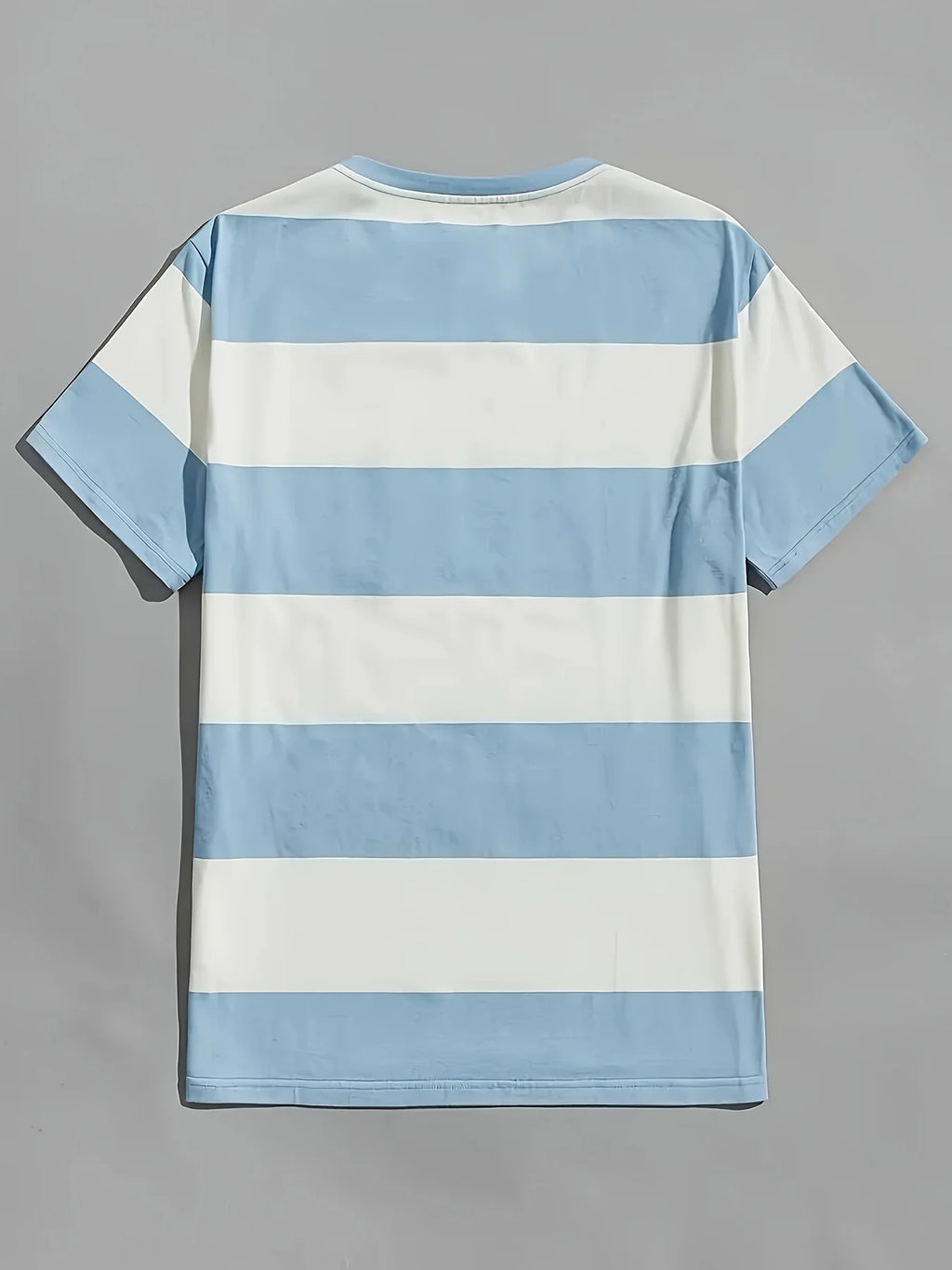 Men's Basic Versatile Striped T-Shirt | Simple Light Blue and White Print | Multi-Way Wear for Casual and Fitness Occasions