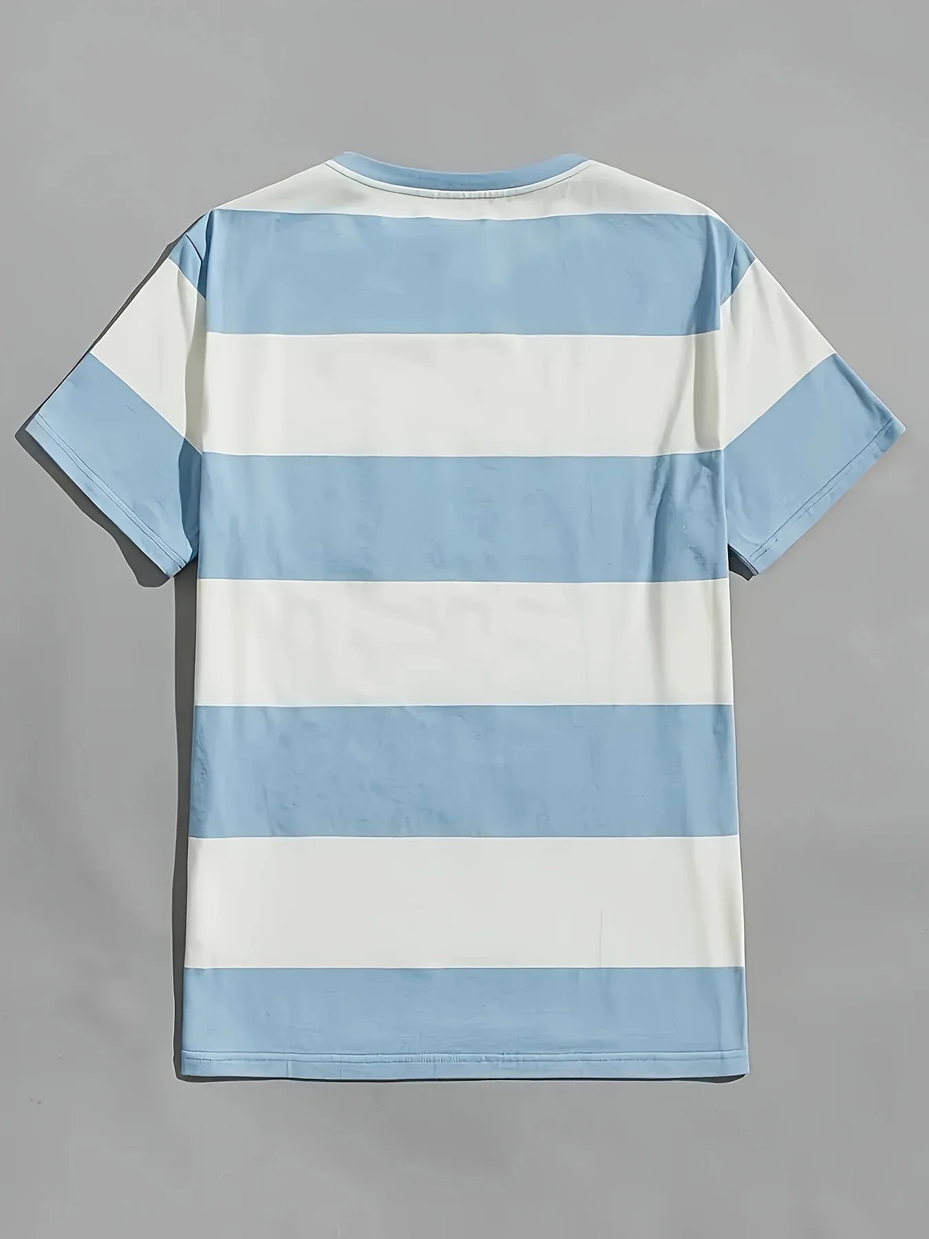 Men's Basic Versatile Striped T-Shirt | Simple Light Blue and White Print | Multi-Way Wear for Casual and Fitness Occasions