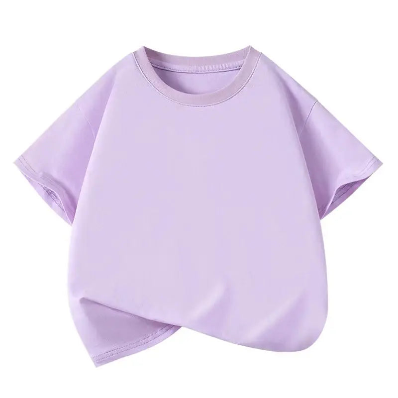 2-12 Years T-shirt for Girls Solid Soft Cotton 2025 Summer Pink Girl Tops Tee Fashion Sport Kids T Shirt Soft Cute Birthday Gift