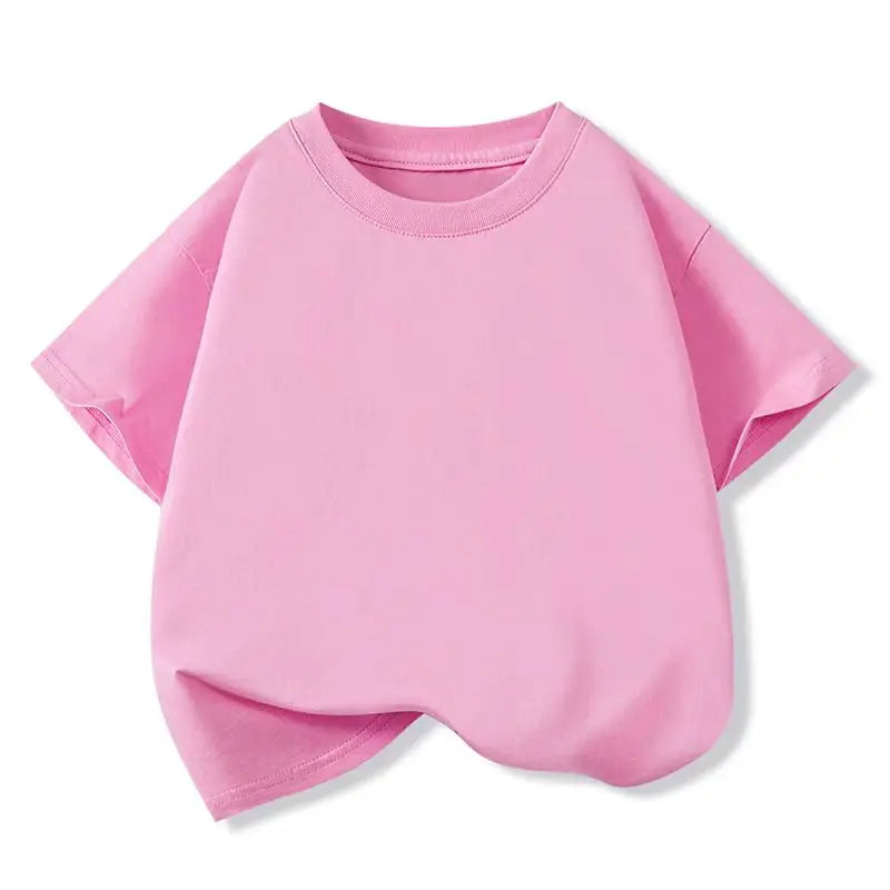 2-12 Years T-shirt for Girls Solid Soft Cotton 2025 Summer Pink Girl Tops Tee Fashion Sport Kids T Shirt Soft Cute Birthday Gift