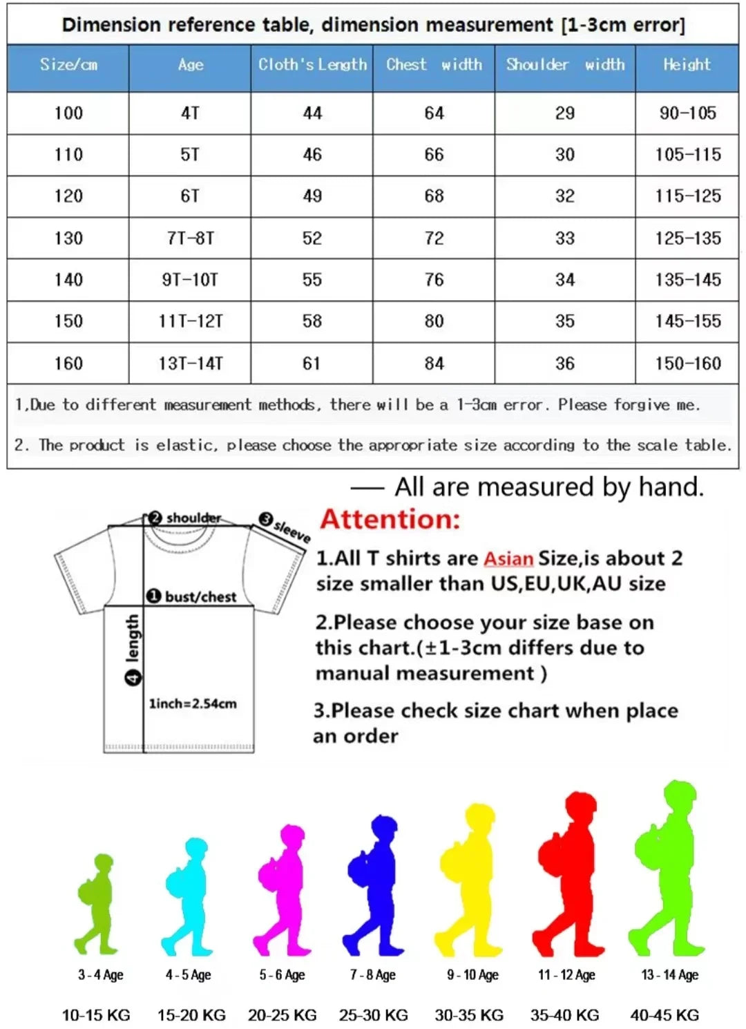 3-14Y Kids Solid Color Sweat Absorption Short Sleeve T-Shirt for Boys Girl Classic Black & White Cotton Comfort Tops