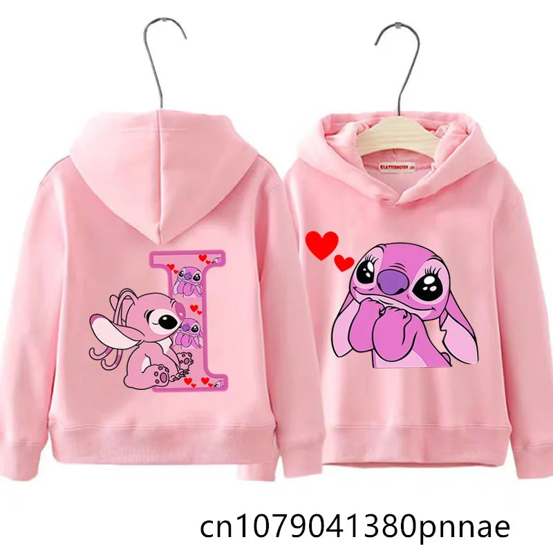 Girls Boys Lilo and Stitch Sportswear Hoodies Casual Fashion Sweatshirts Angel Letter AZ Anime Autumn/Winter Hoodie Kids Hoodies