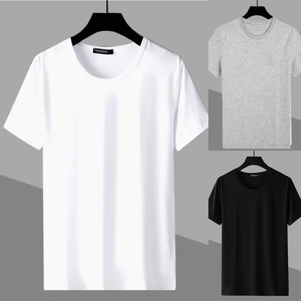 Hot Fashion T-shirts Mens Tee Breathable Comfort T Shirt Baselayer Unisex Basic Bottoming Round Neck Short Sleeve